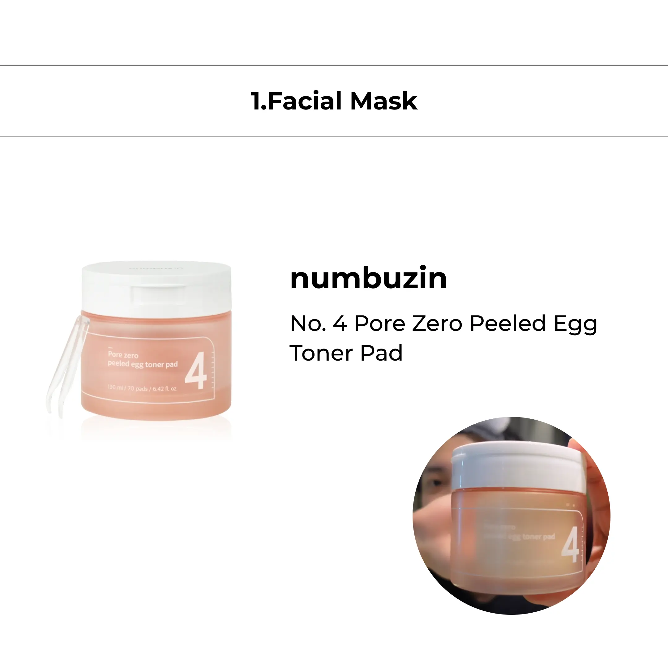 numbuzin No. 4 Pore Zero Peeled Egg Toner Pad